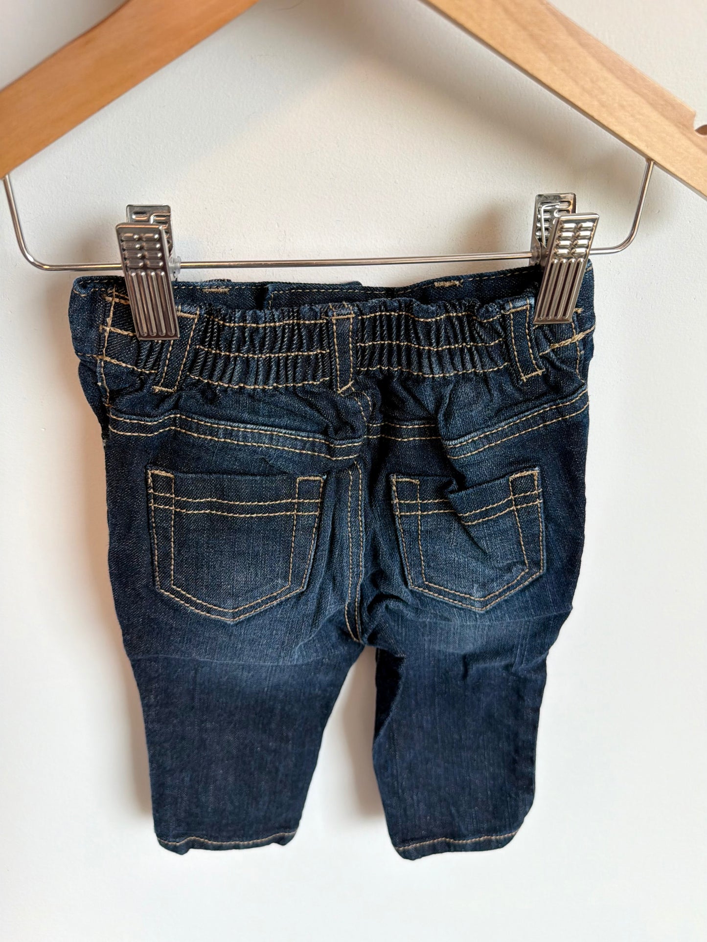 Dark Denim Jeans with Elastic Waist / 6-12m