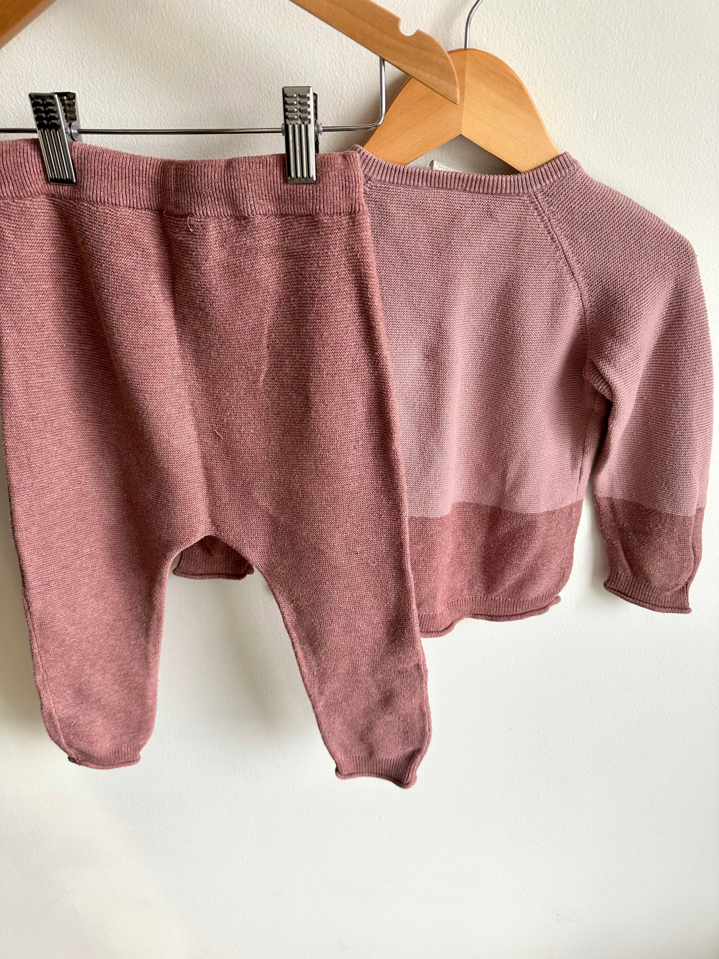 Zara Blush Ribbed Long Sleeve + Pants Set / 18-24m