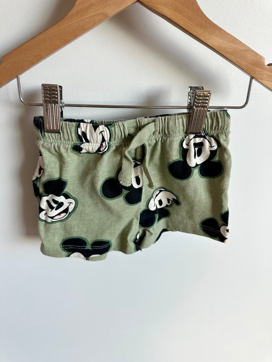 H&M Green Mickey Shorts / 6-9m