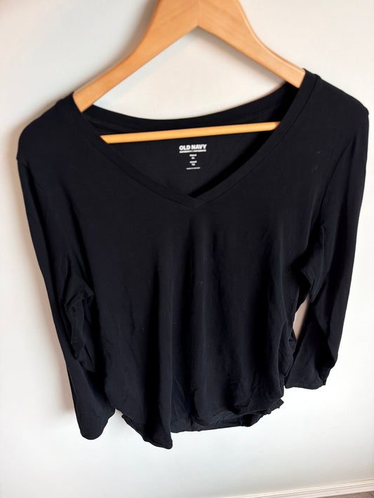 Black Fitted Long Sleeve Maternity Top / XL