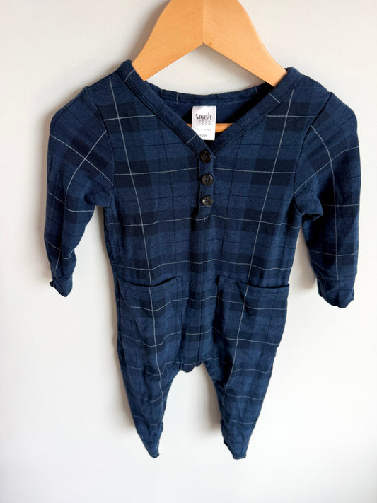 Smash + Tess Plaid Navy Jumpsuit / 18-24m