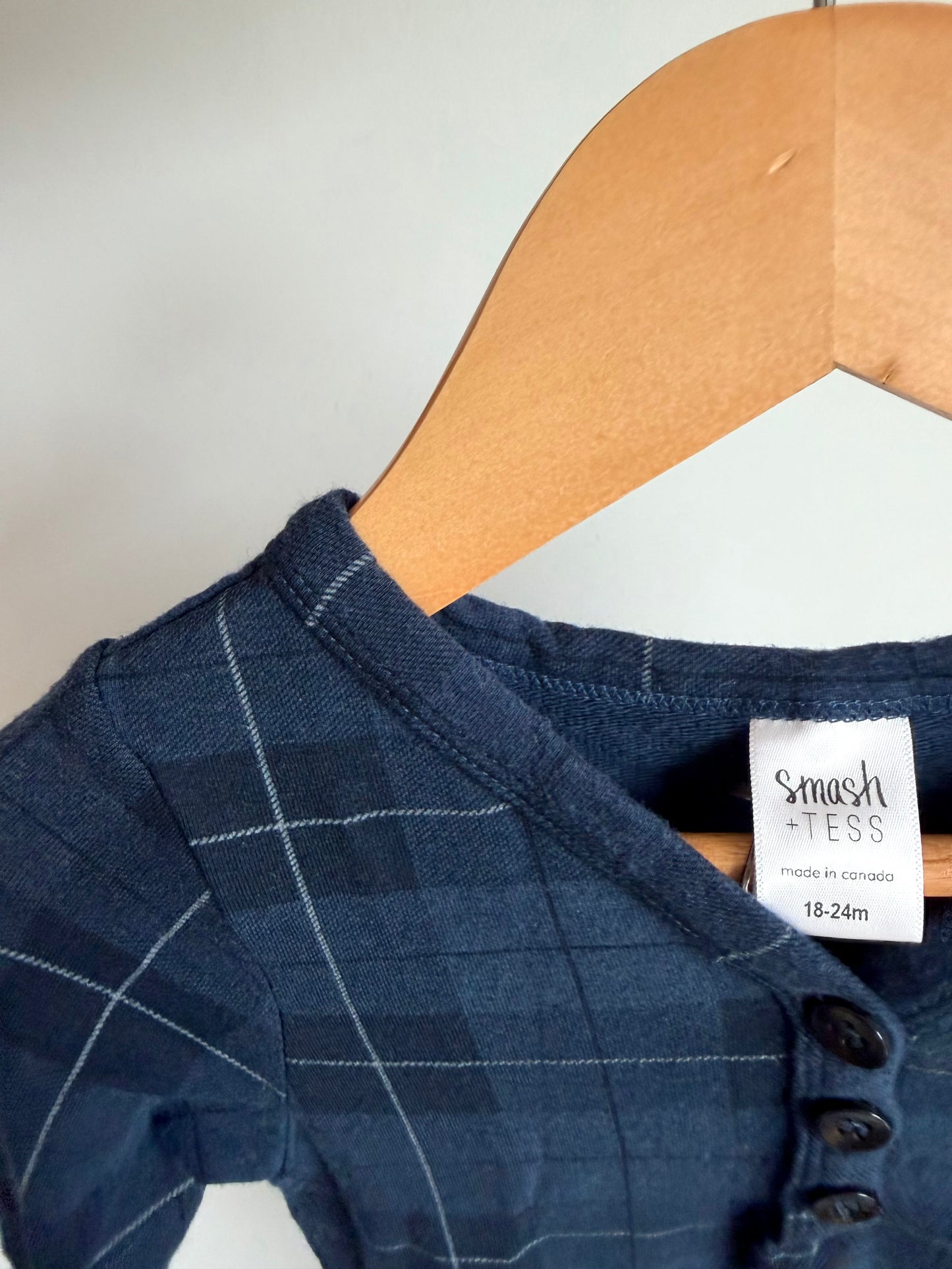 Smash + Tess Plaid Navy Jumpsuit / 18-24m