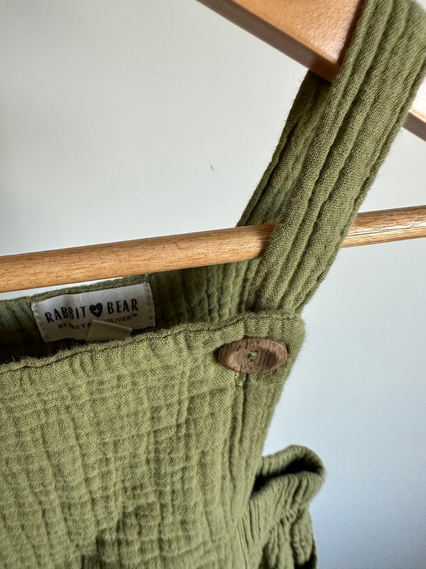 Olive Muslin Organic Overall Dress / 24m