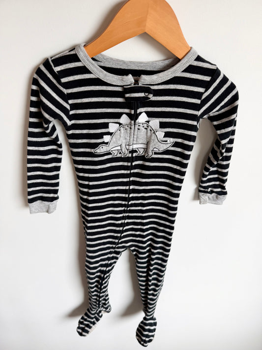 Dino Grey Striped Footed Sleeper / 2T