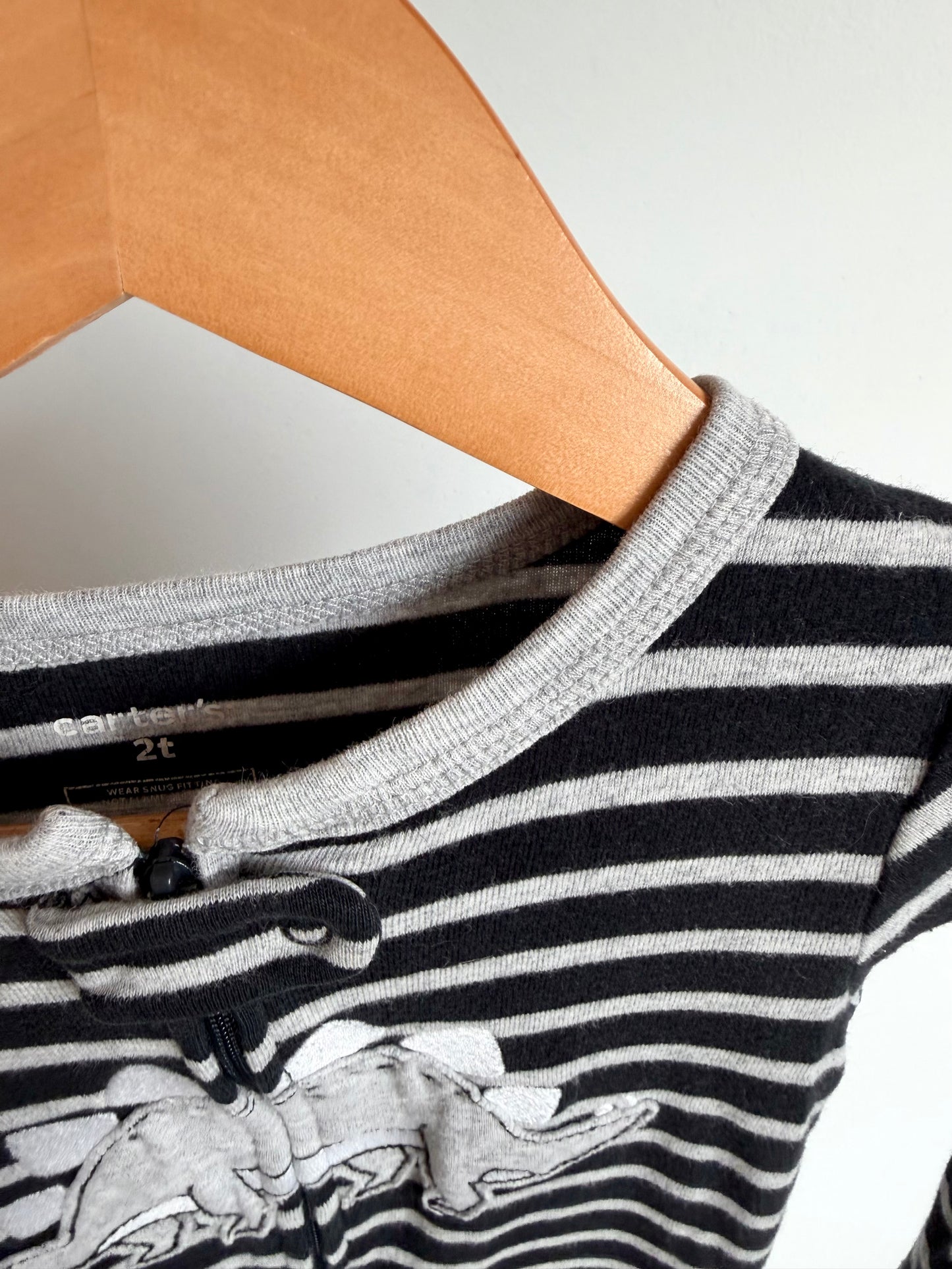 Dino Grey Striped Footed Sleeper / 2T