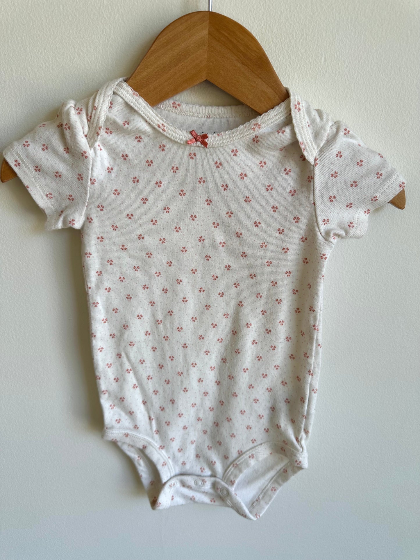 Pink Flower Short Sleeve Bodysuit / 12m