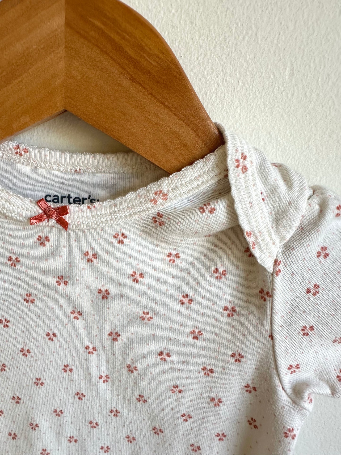 Pink Flower Short Sleeve Bodysuit / 12m