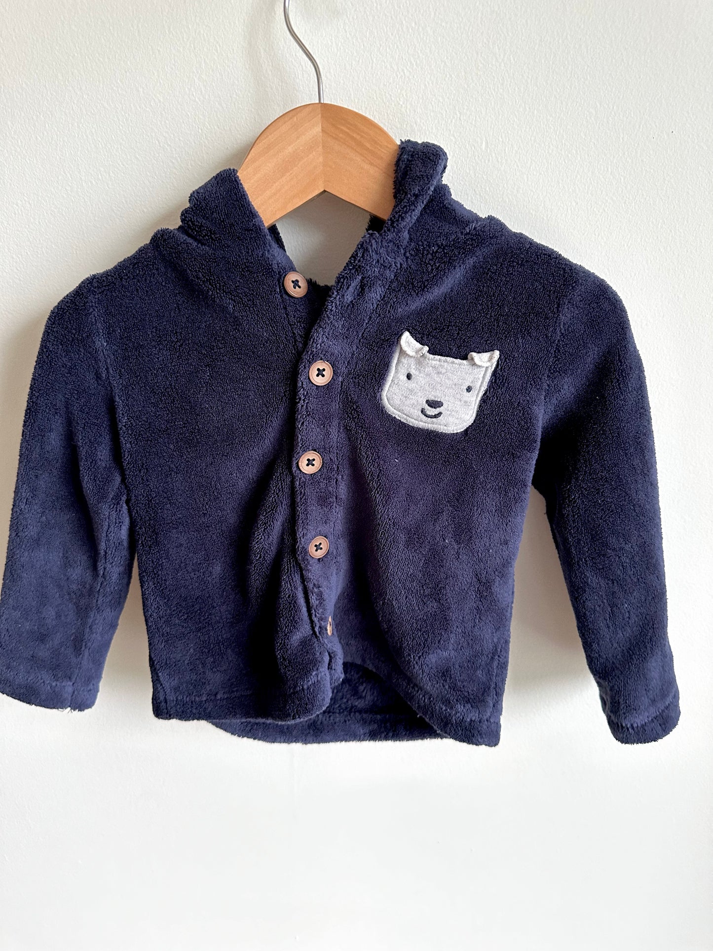 Blue Button Fleece Sweater / 18m