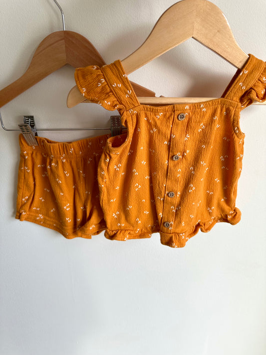 Burnt Orange Leaf Tank + Shorts Set / 2T