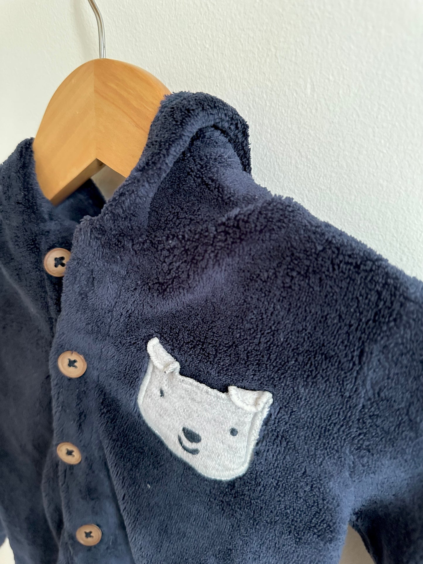 Blue Button Fleece Sweater / 18m