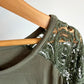 Olive Lace Sleeve T-shirt / Large