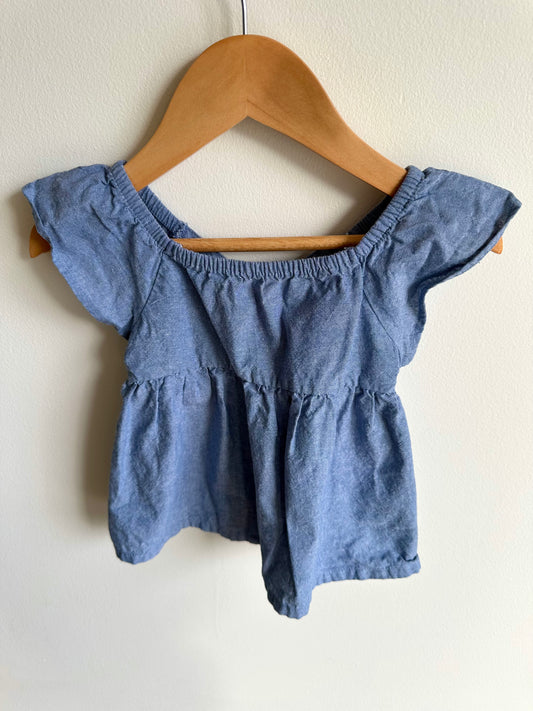 Chambray Ruffle Sleeve Top / 2T