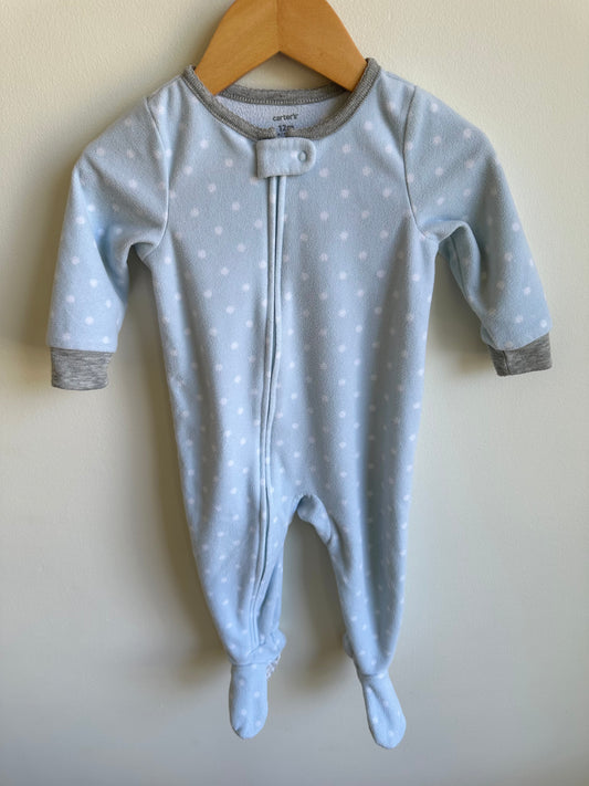 Fleece Blue Dot Sleeper / 12m