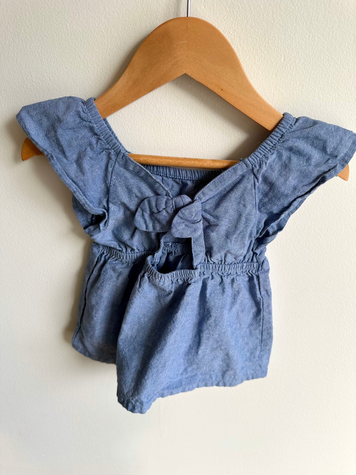 Chambray Ruffle Sleeve Top / 2T