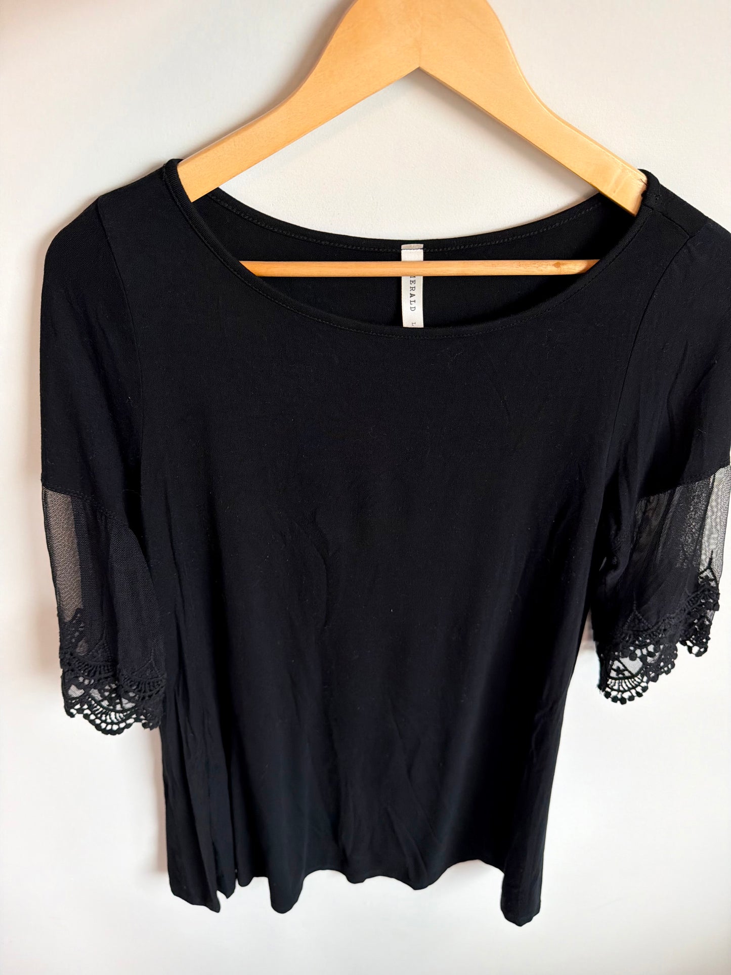 Black Lace Sleeve Top / Large