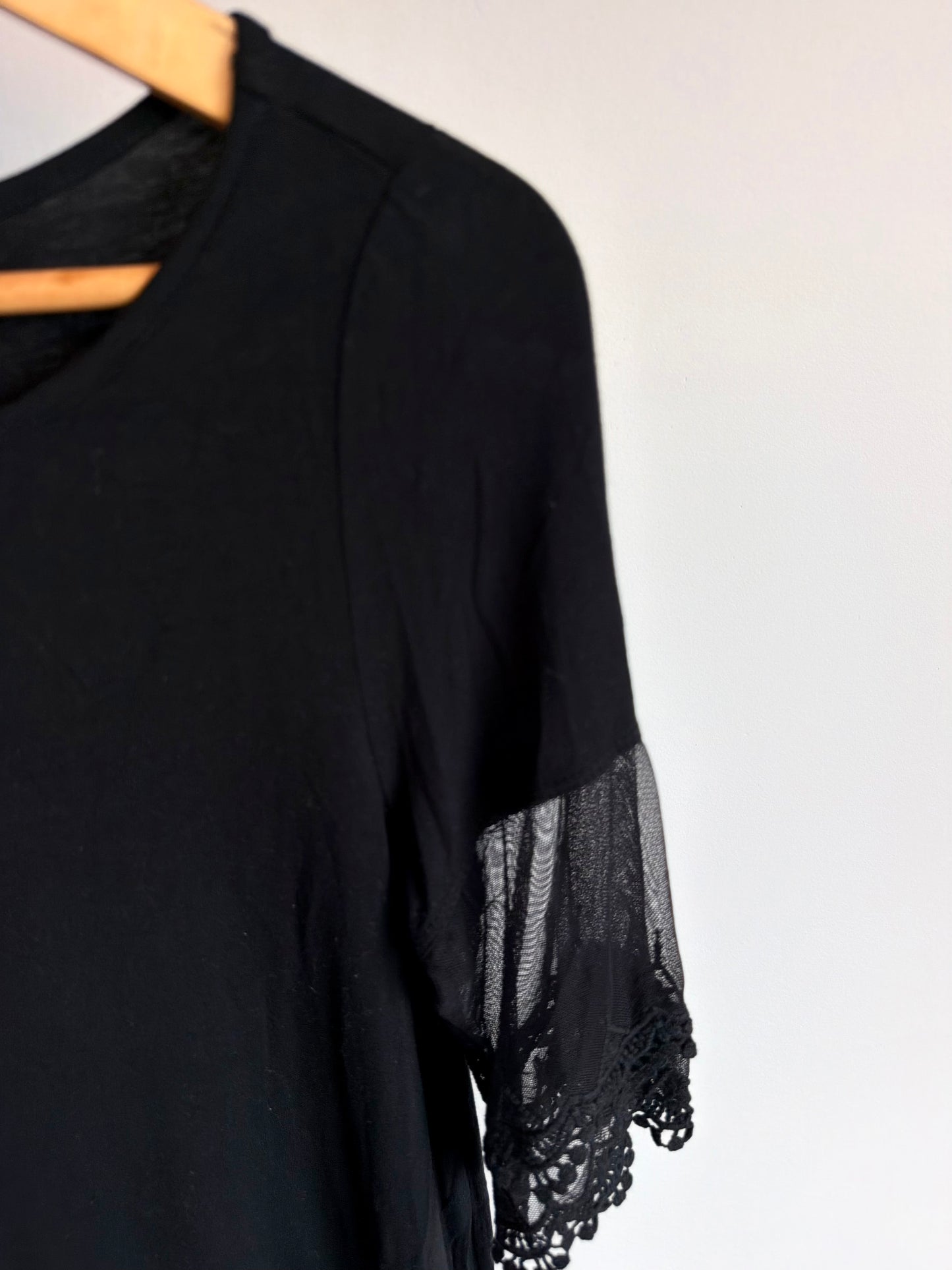 Black Lace Sleeve Top / Large