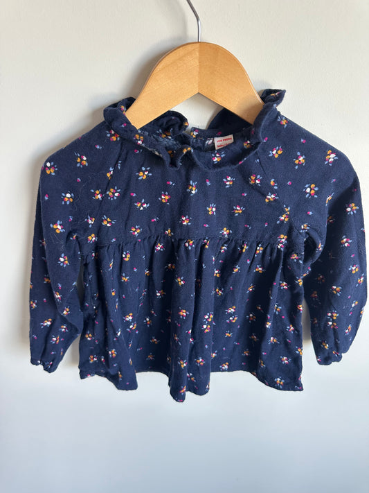 Indigo Floral Long Sleeve Top / 12-18m