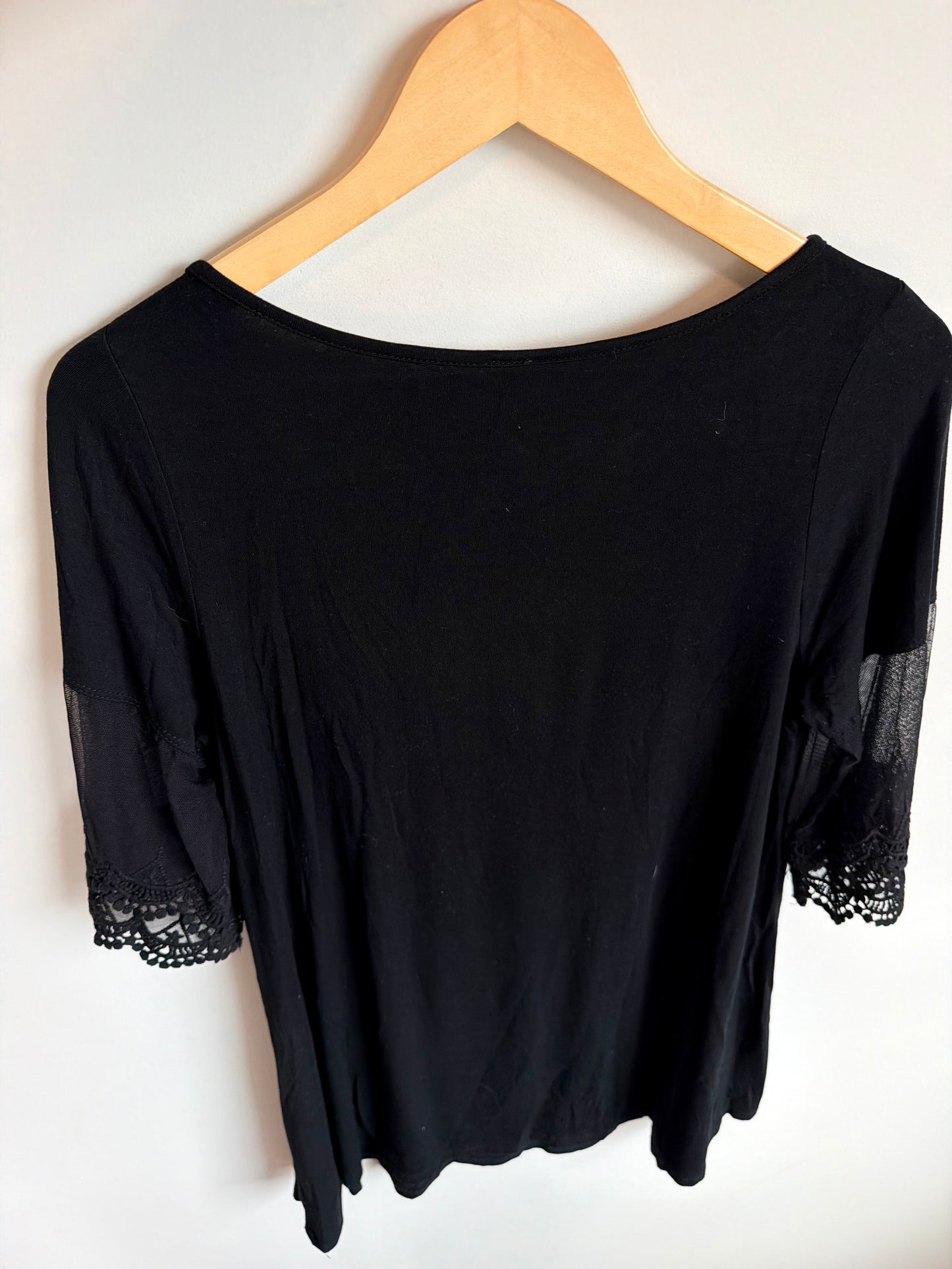 Black Lace Sleeve Top / Large