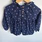 Indigo Floral Long Sleeve Top / 12-18m