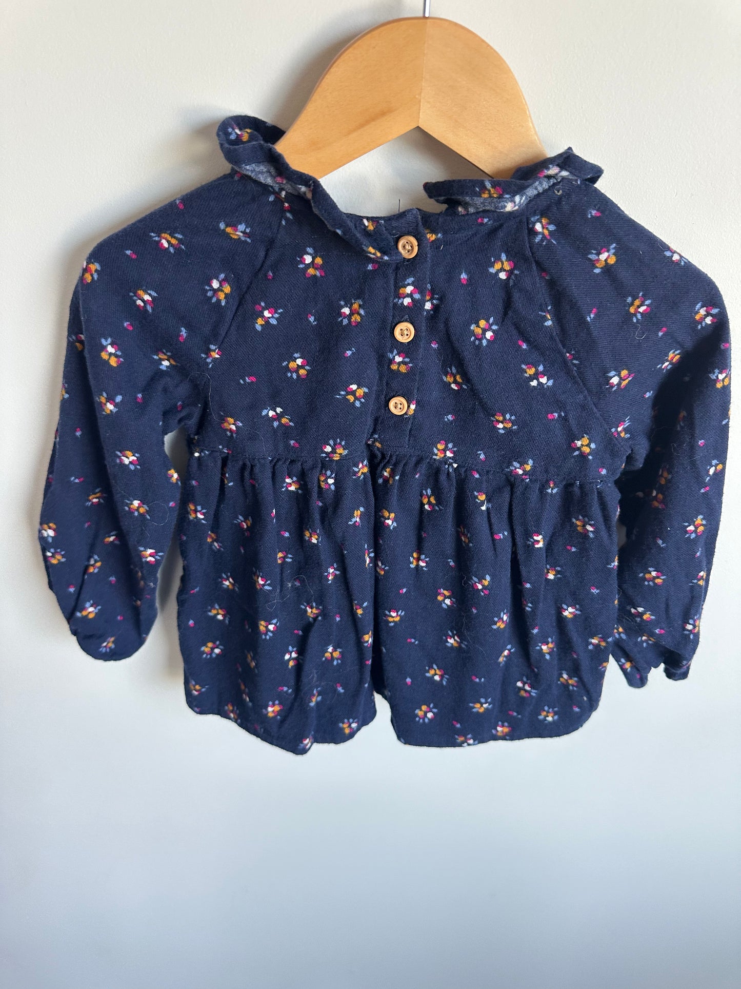 Indigo Floral Long Sleeve Top / 12-18m