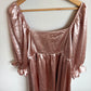 Pink Satin off the Shoulder Dress / Large