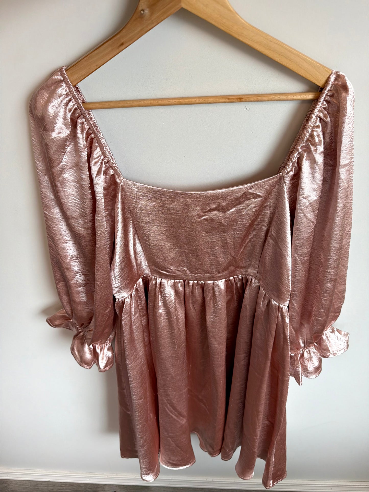 Pink Satin off the Shoulder Dress / Large