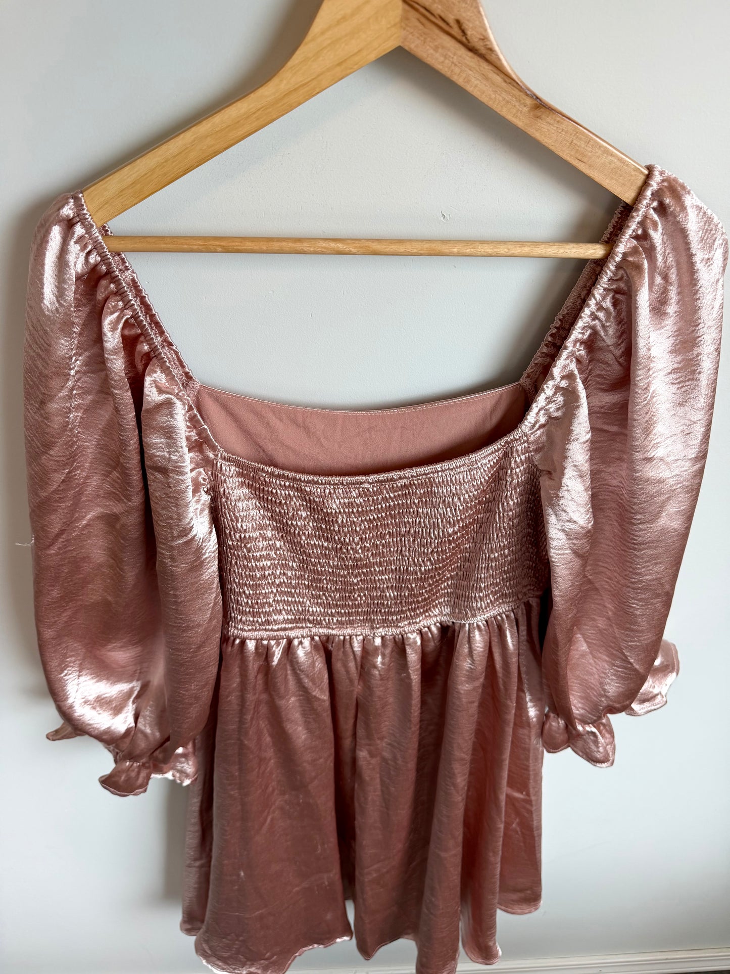 Pink Satin off the Shoulder Dress / Large