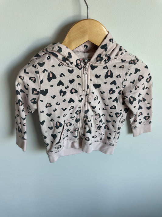 Heart Animal Print Zipper Hoody / 12-18m