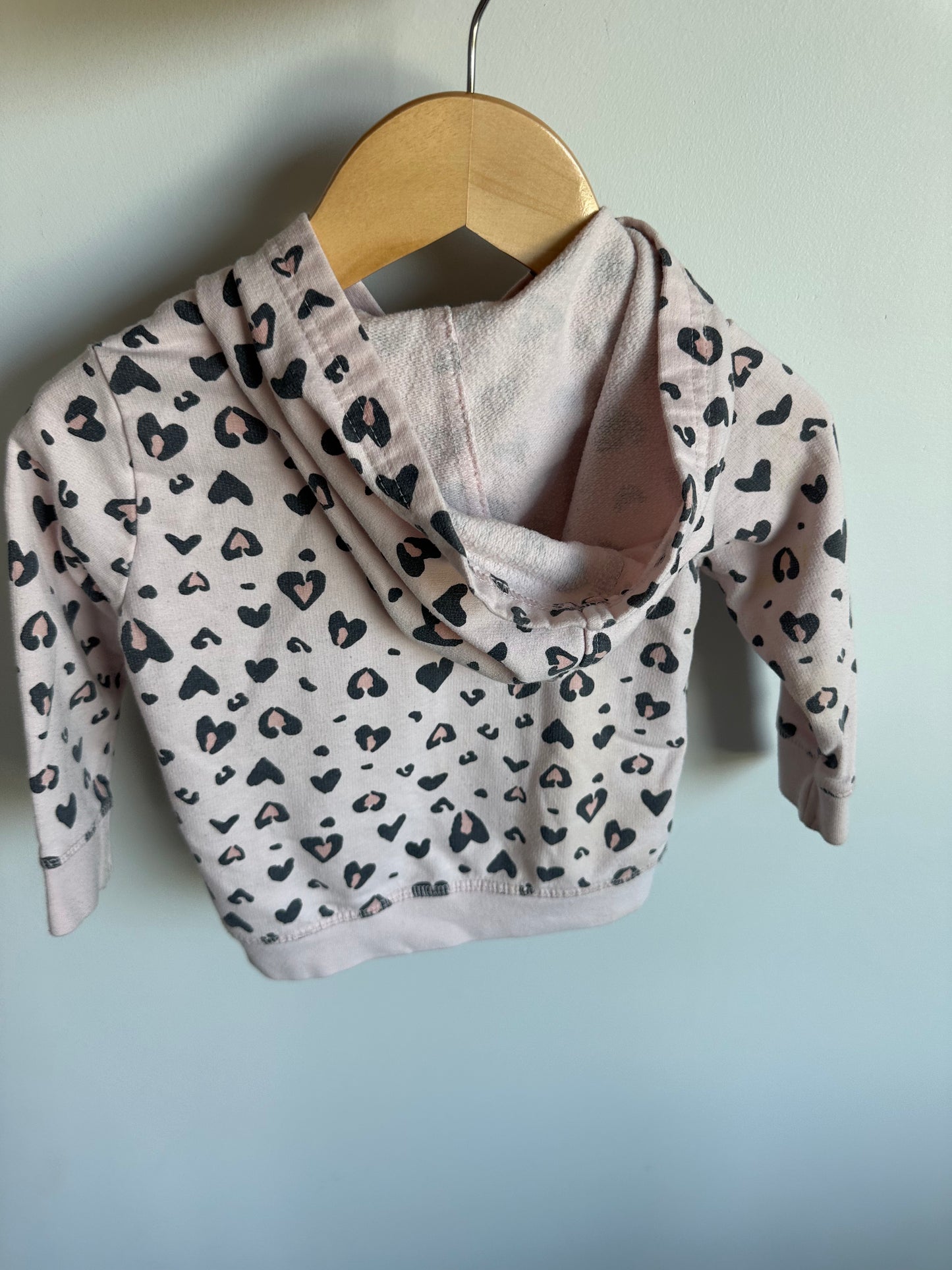 Heart Animal Print Zipper Hoody / 12-18m