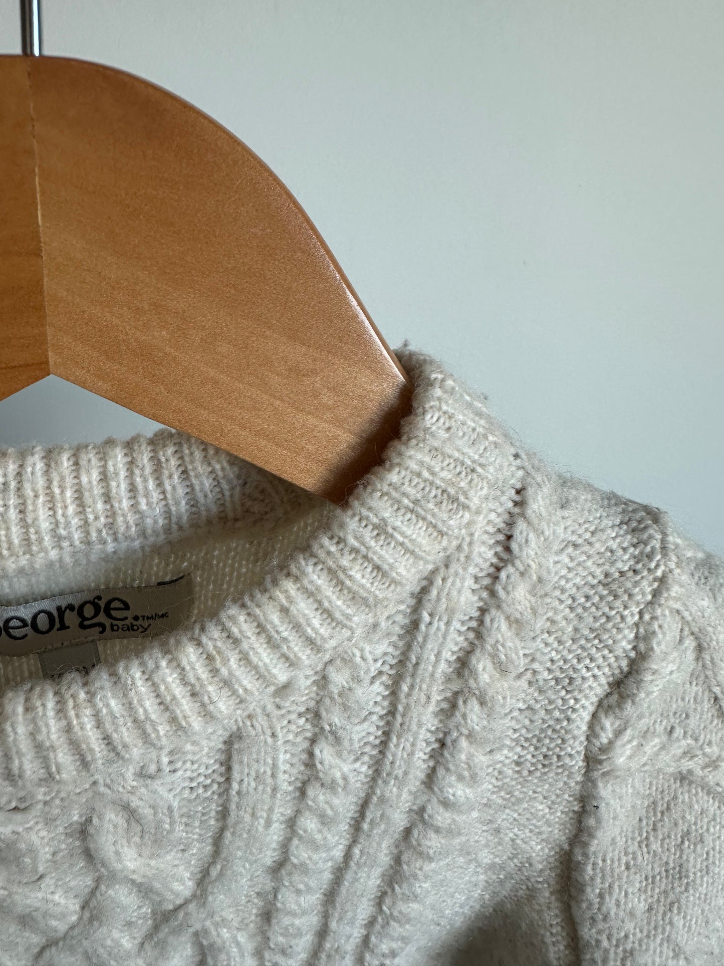Tan Cable Knit Sweater Dress / 12-18m