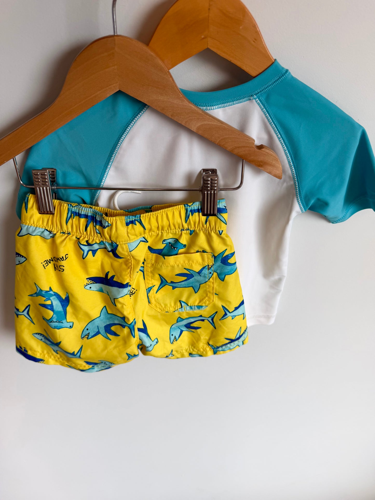To The Beach Shark Swim Top + Shorts Set / 18-24m