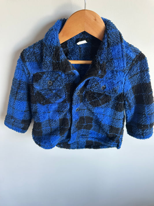 Fleece Blue Checkered Shacket / 12-18m
