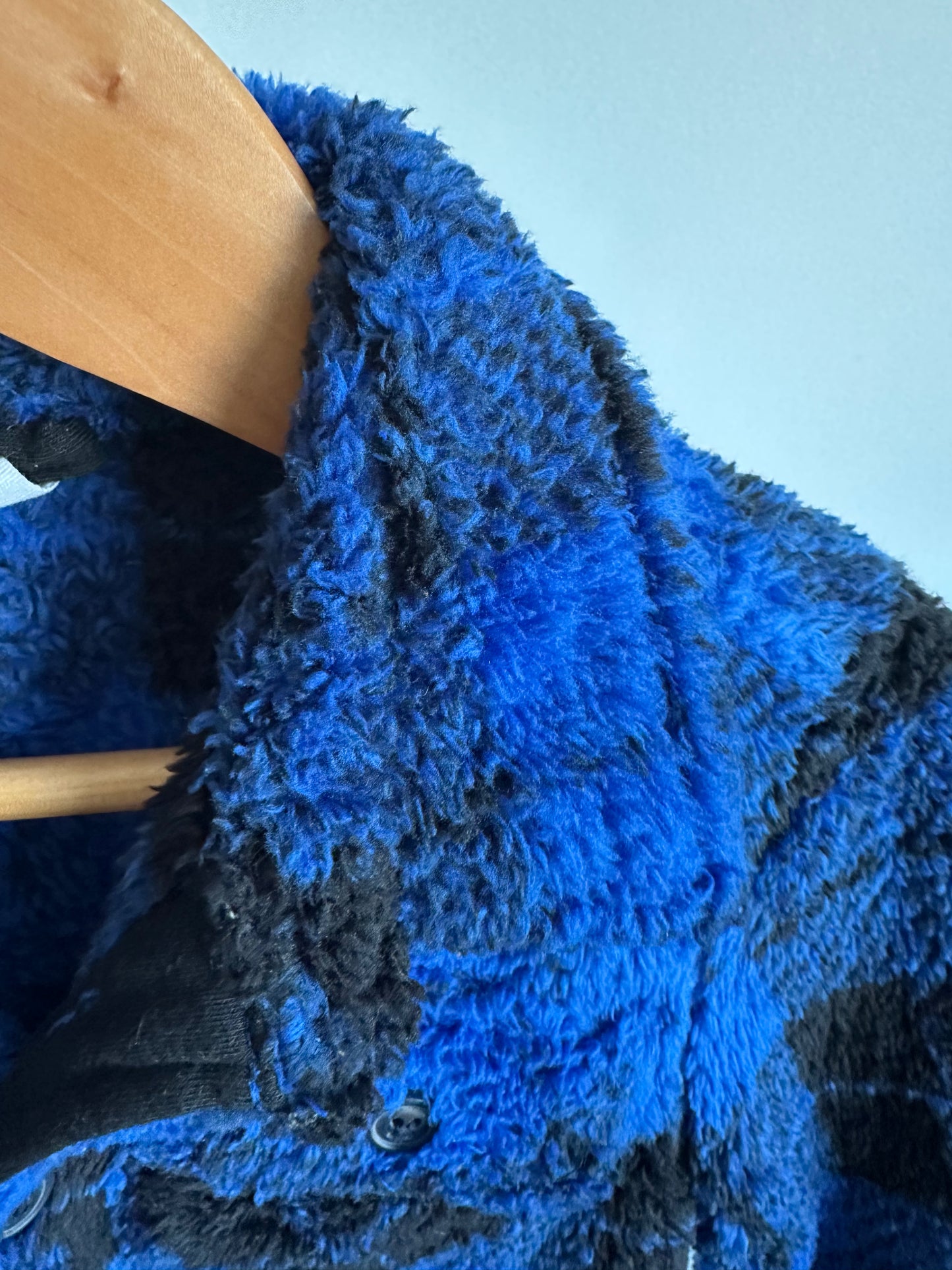 Fleece Blue Checkered Shacket / 12-18m