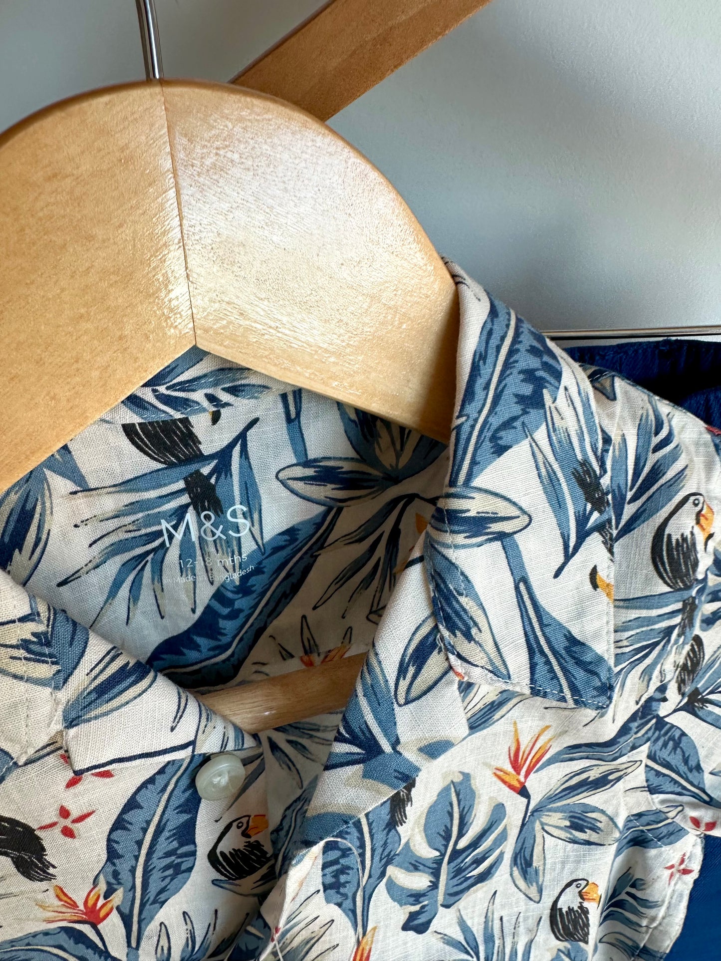 100% Cotton Toucan Button Up T-shirt & Pants (With Tags) / 24m