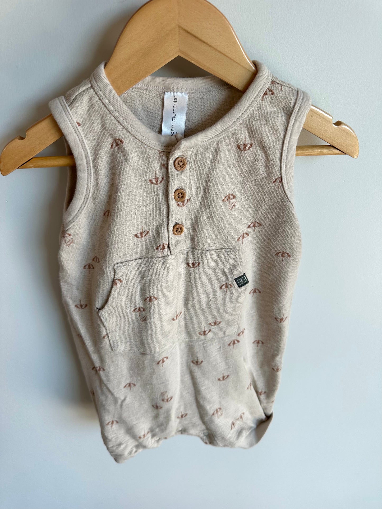 Tan Sun Umbrella Romper / 18m