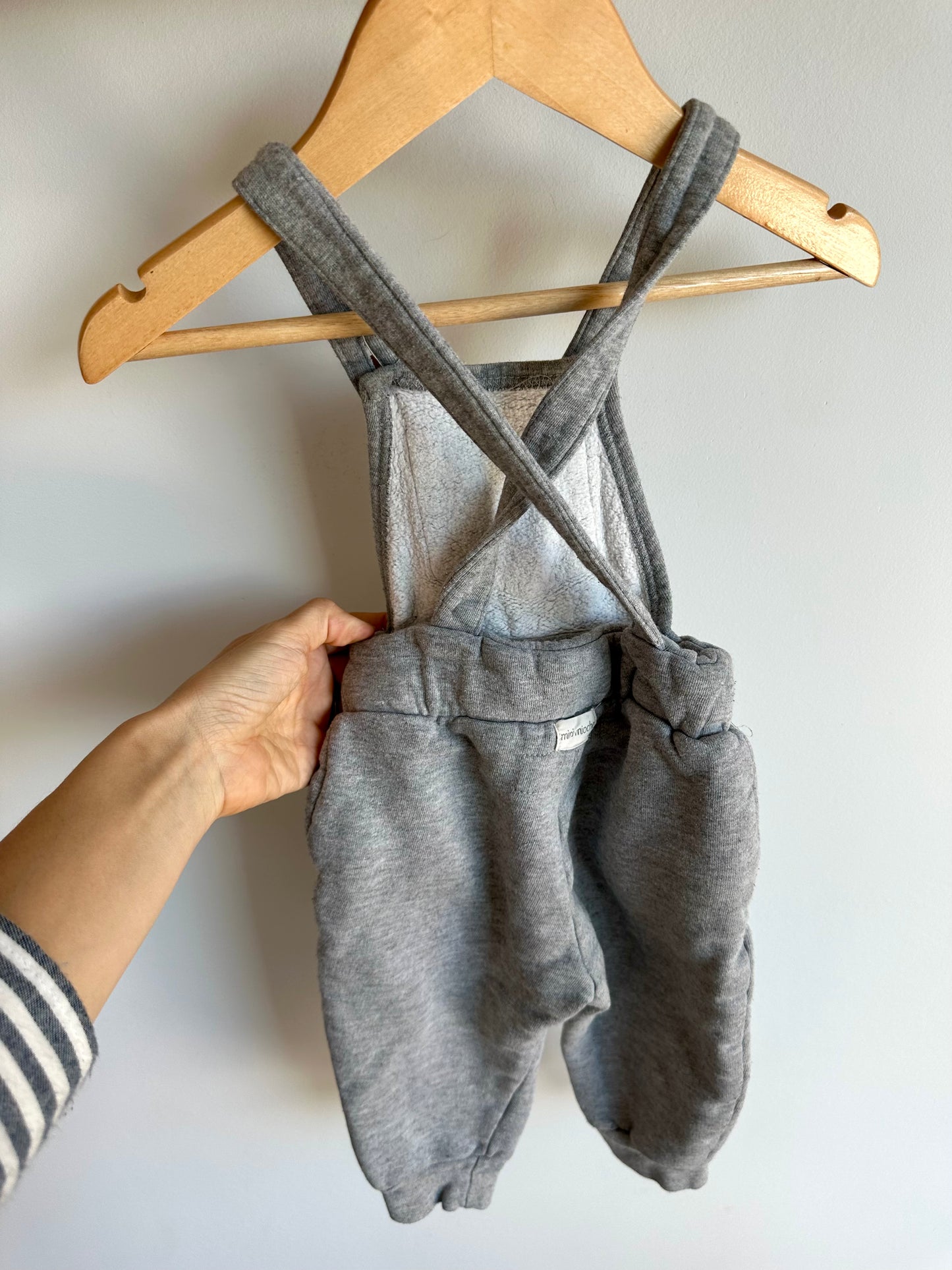Mini Mioche Grey Sweatpant Overalls / 12-18m