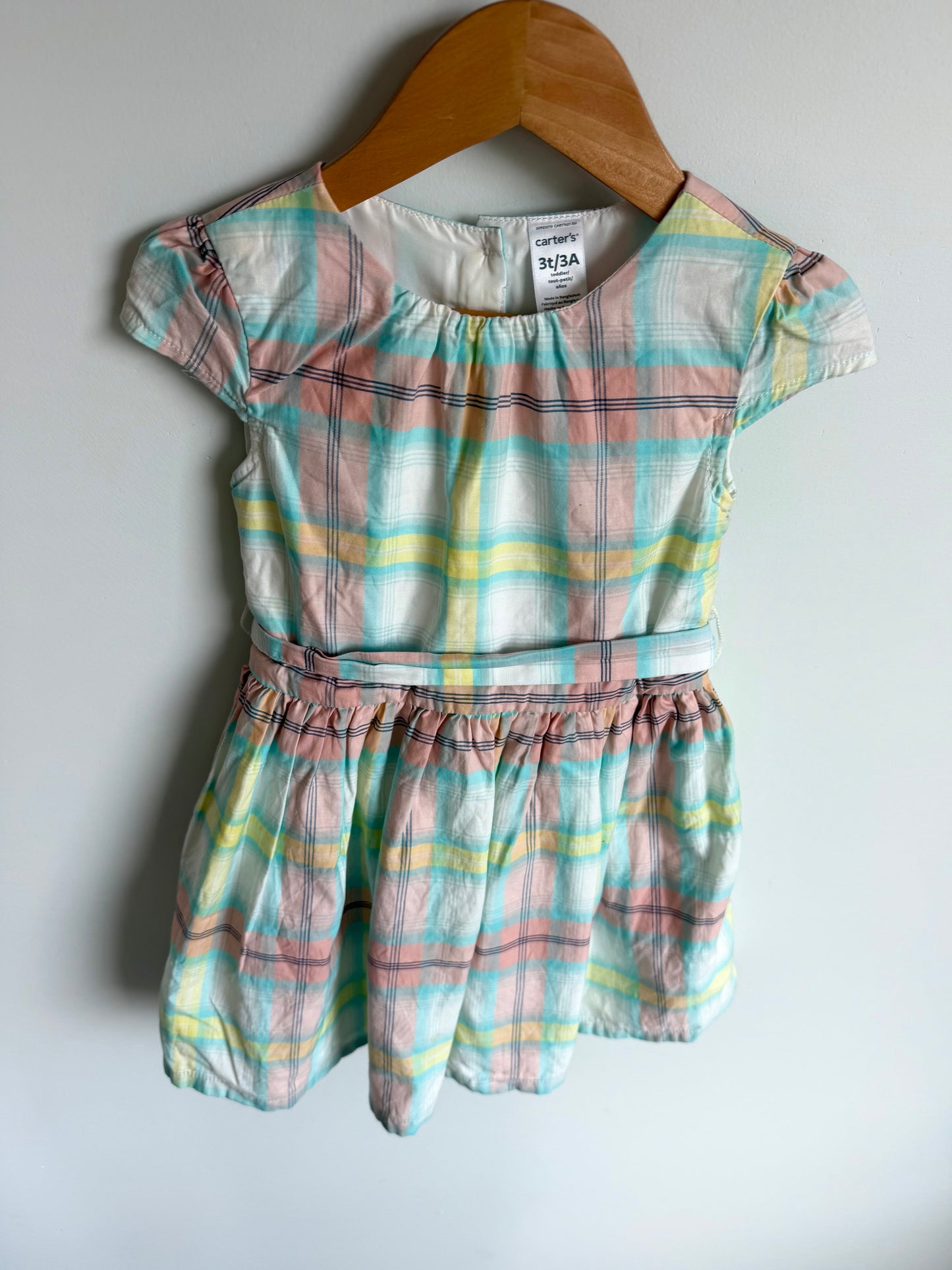 Plaid Pastel Colors Lined Dress / 3T