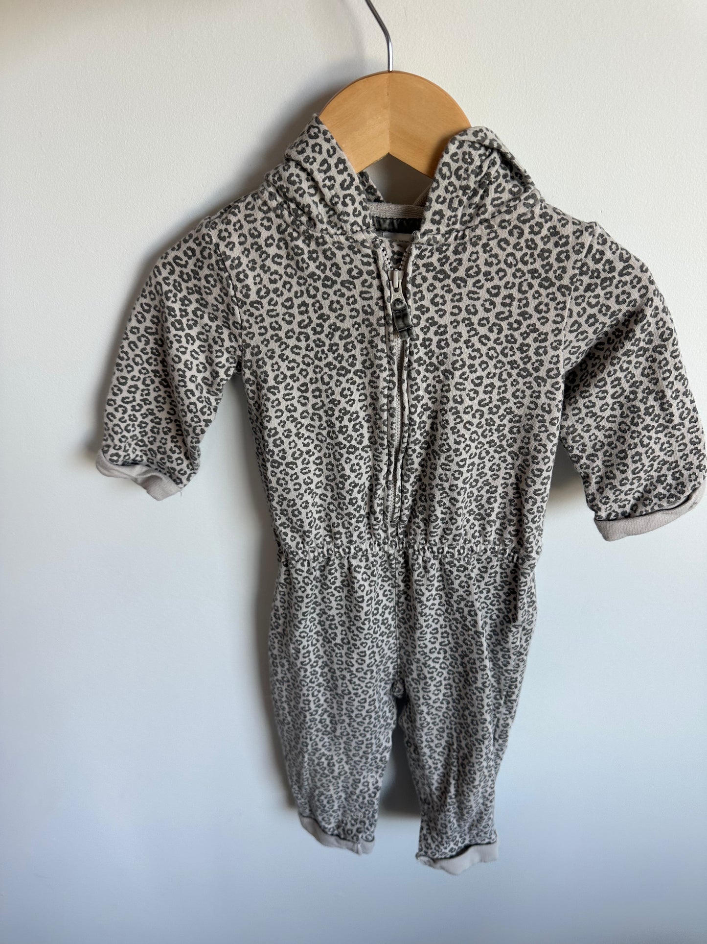 Zippered Hood Animal Print Jumpsuit / 18m