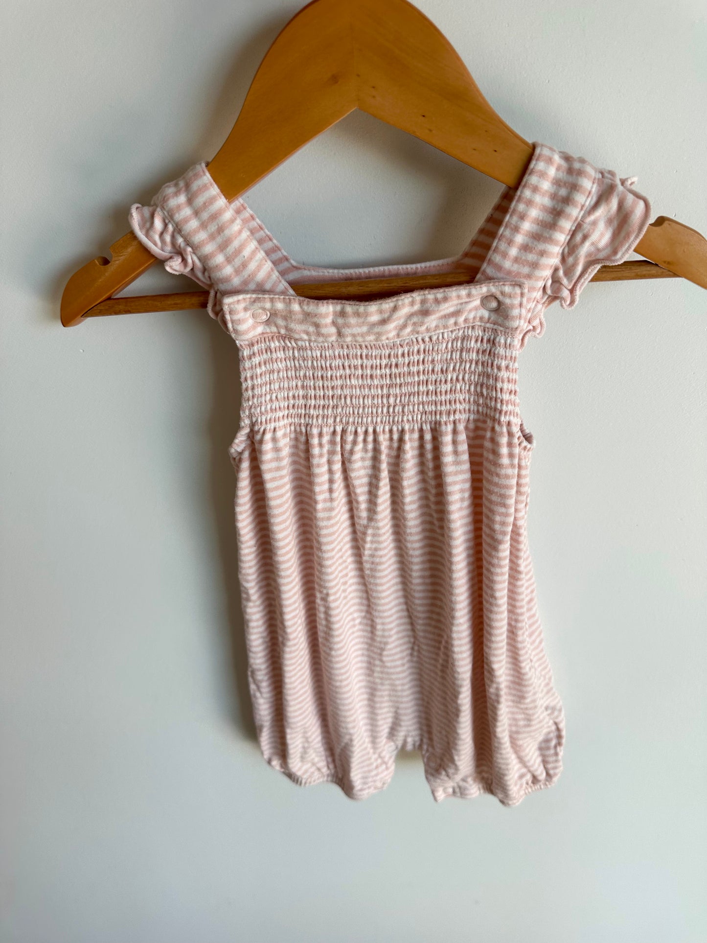 Angel Dear Pink Bamboo Striped Romper / 12-18m