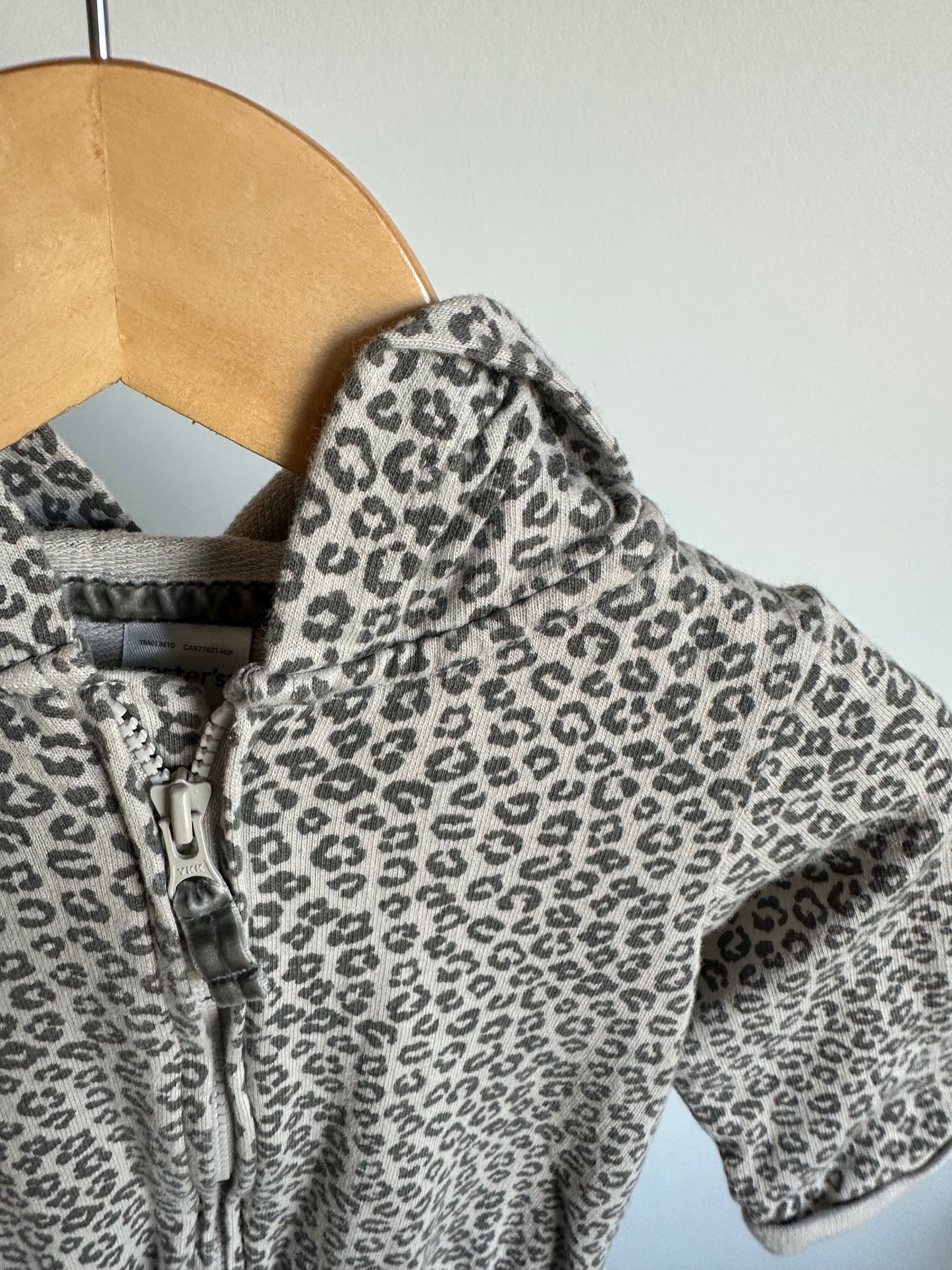 Zippered Hood Animal Print Jumpsuit / 18m
