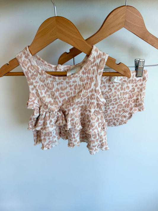 Animal Print Ruffle Top + Bloomer Set / 12m