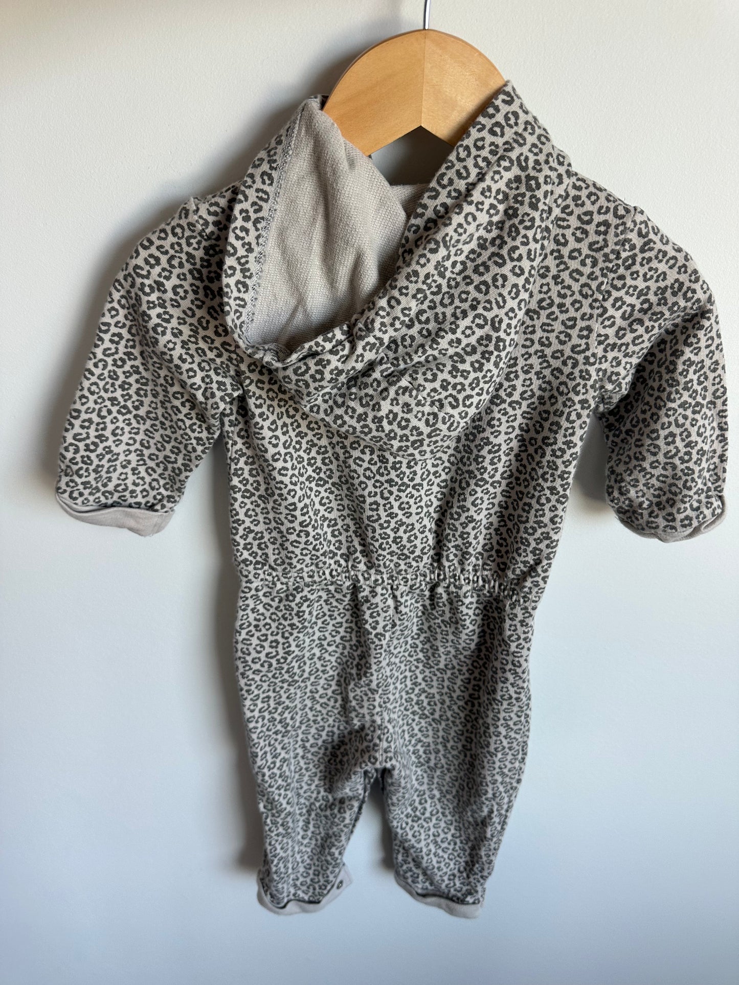 Zippered Hood Animal Print Jumpsuit / 18m