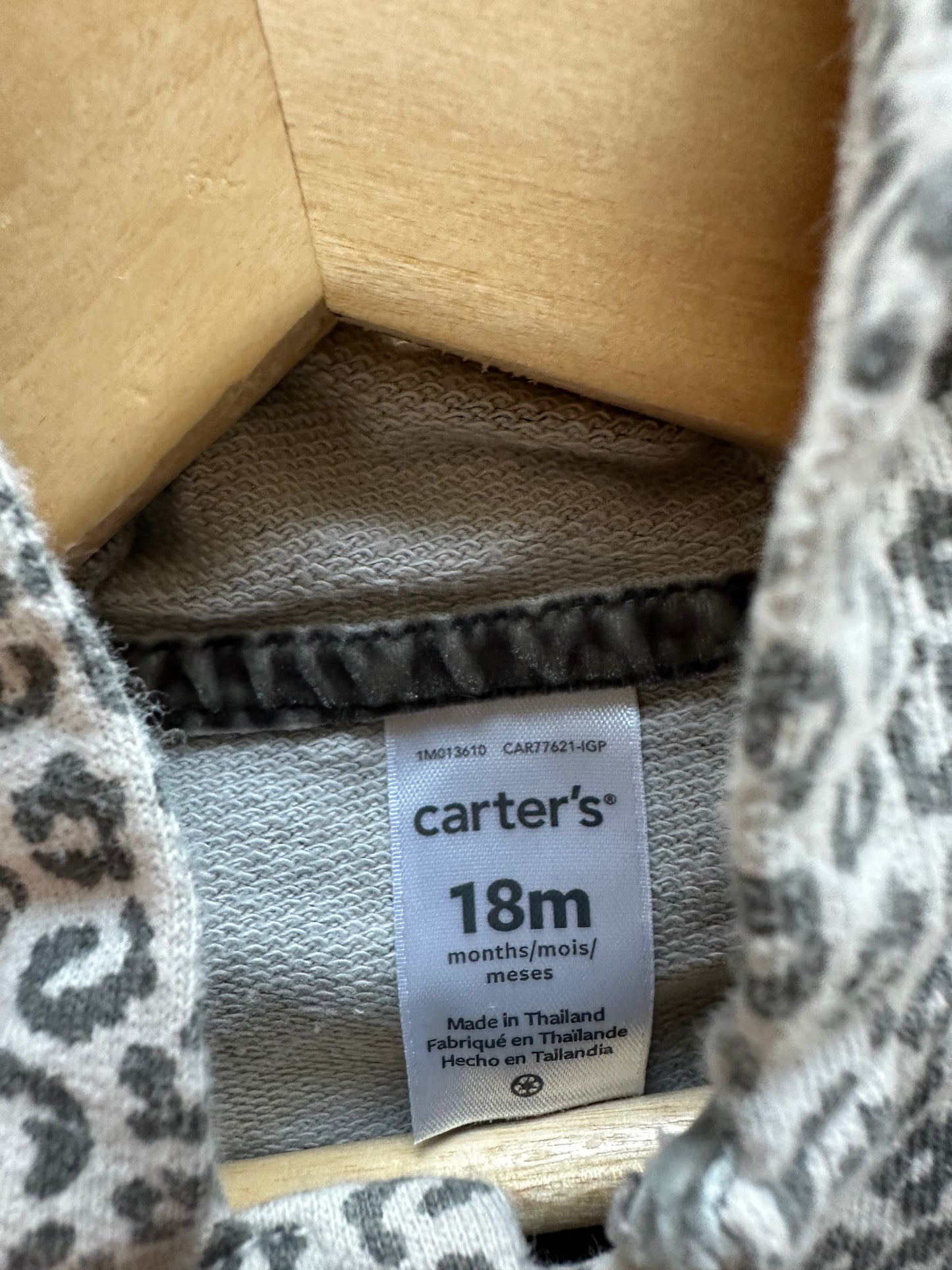 Zippered Hood Animal Print Jumpsuit / 18m
