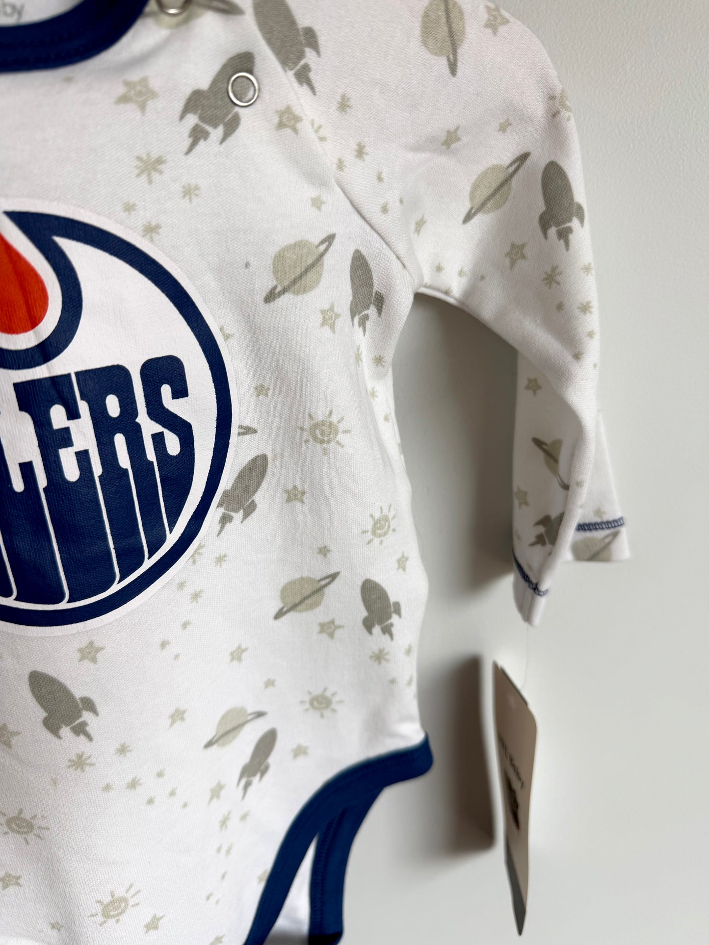 Two Edmonton Oilers Bodysuits (With tags) / 3-6m