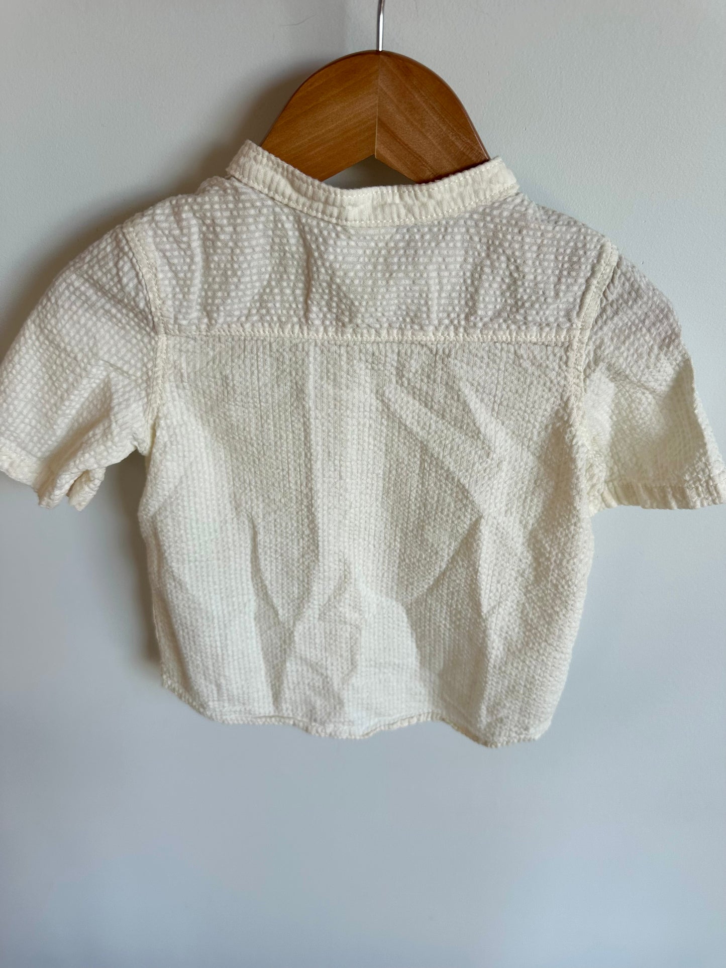 H&M 100% Cotton White Button Up T-shirt / 12-18m