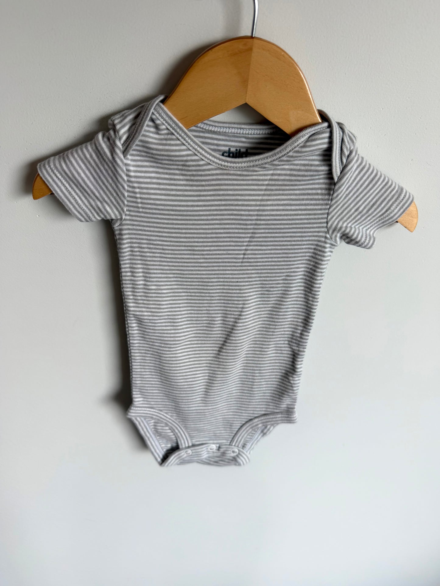 Grey Striped T-Shirt Bodysuit / 6-9m