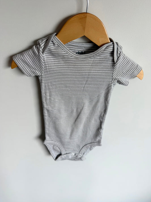 Grey Striped T-Shirt Bodysuit / 6-9m