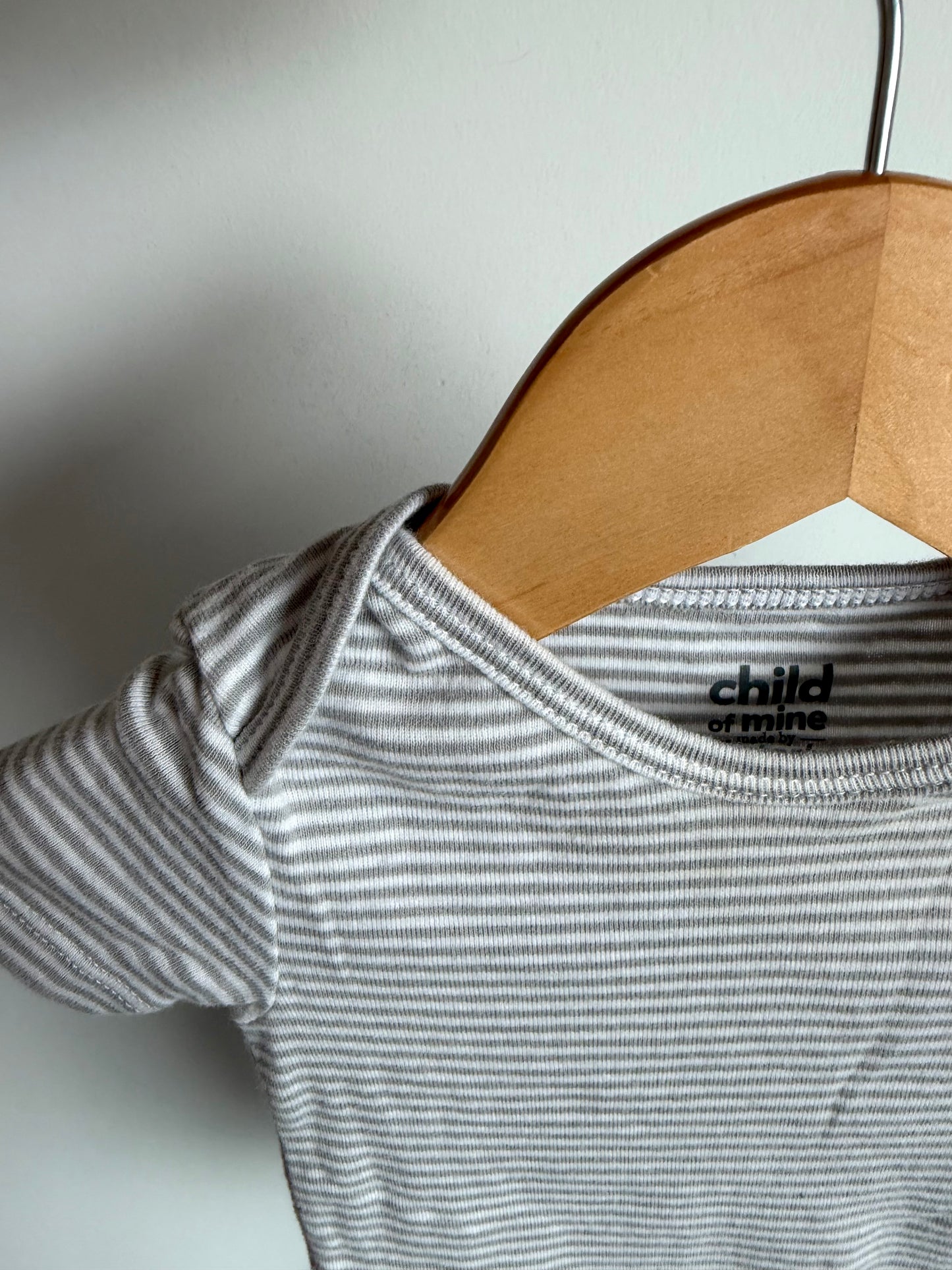 Grey Striped T-Shirt Bodysuit / 6-9m
