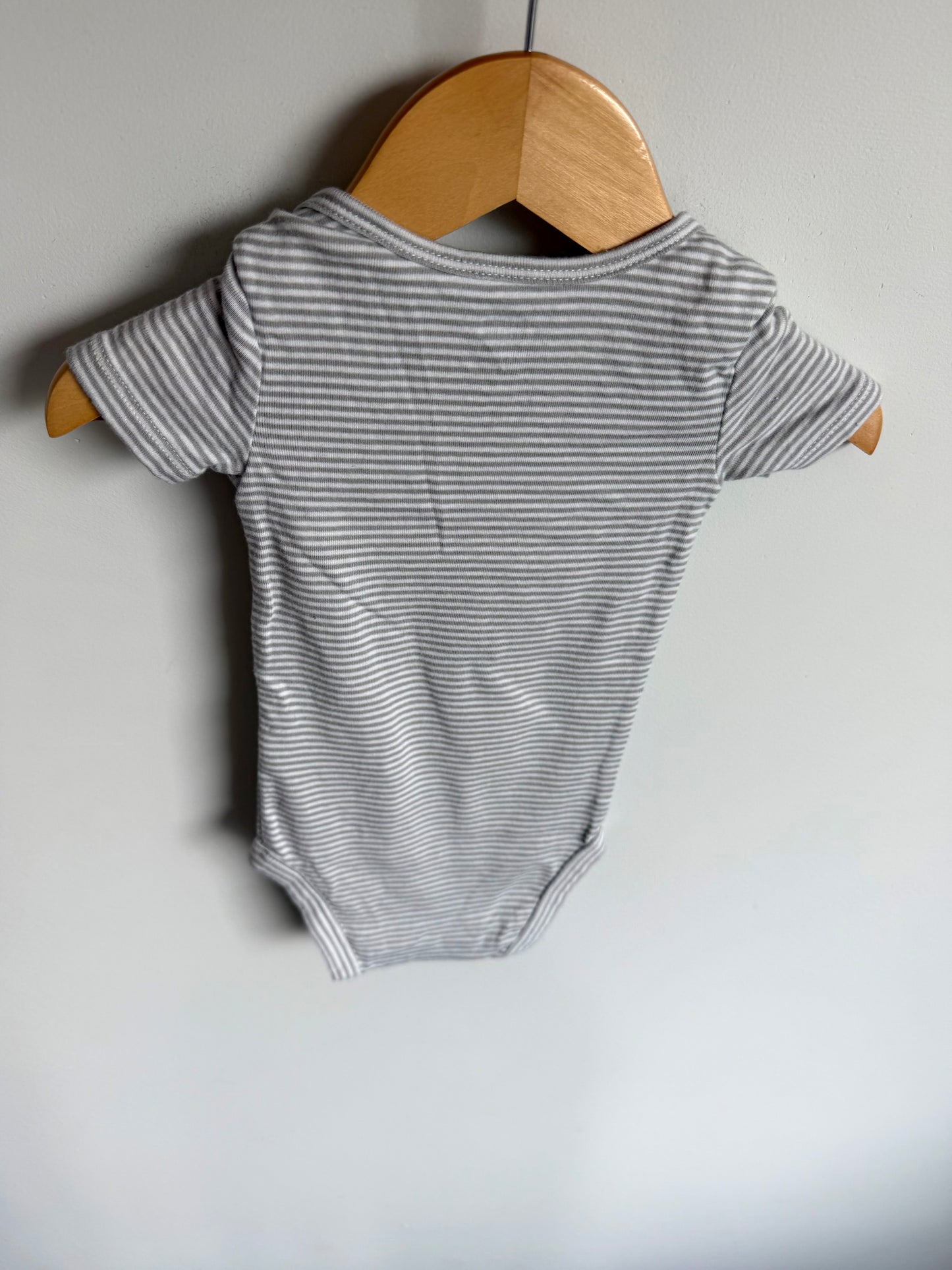 Grey Striped T-Shirt Bodysuit / 6-9m