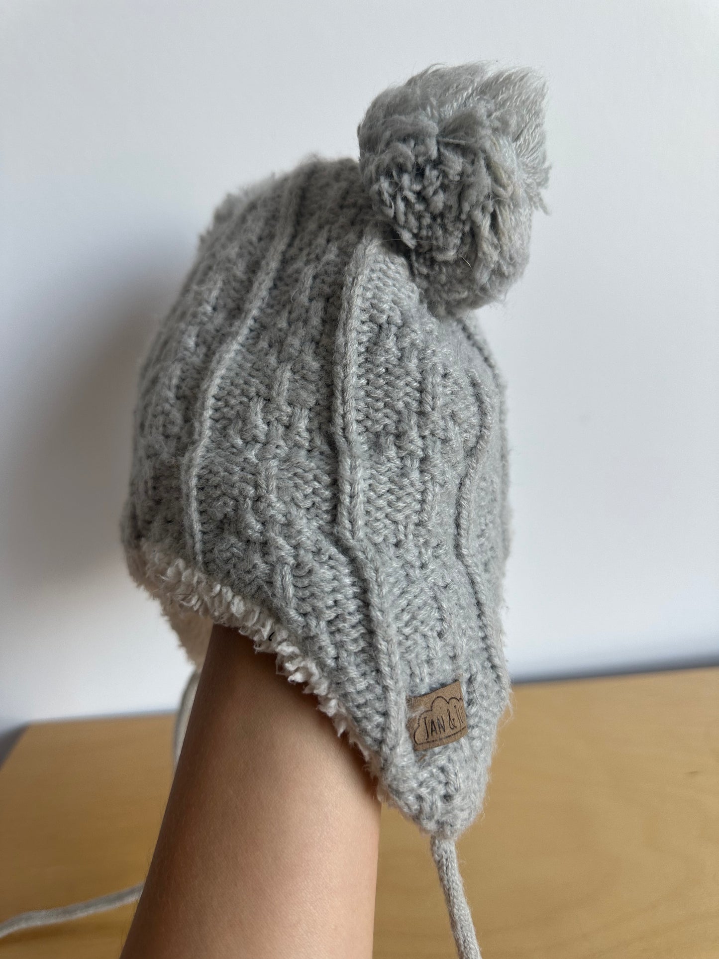 Jan & Jul Strap Grey Ear Toque / 0-6m